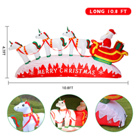 Décoration de Noël gonflable 3M, renne et licorne tirant un traîneau, avec éclairage LED, pour extérieur, jardin, fête