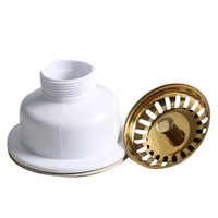 FEIDU Robinet de vidange moderne en acier inoxydable 304 doré pour évier de cuisine, accessoire de cuisine pour drainage