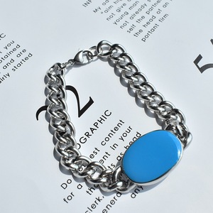 Pulsera de Piedras Preciosas Azules Estilo Indio Saman <span class=keywords><strong>Khan</strong></span>, Pulsera de Acero Inoxidable con Cadena Cubana para Hombre, Pulsera de Esmalte Azul <span class=keywords><strong>Salman</strong></span> <span class=keywords><strong>Khan</strong></span> - Product Image 6