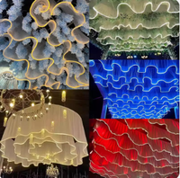 Décoration de Plafond de Mariage Voilage Suspendu Rideau de Gaze Guirlande LED Décoration de Plafond Illumination Voile Tissu Drapé Rideau Décor de Fête
