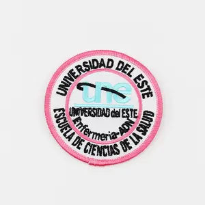 Iron On Sorority Patches Custom DST Pink And Green Embroidery Logo Sorority Patches For Clothing