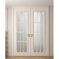 Porte double intérieure en MDF de style français blanc avec isolation phonique et surface finie pour appartement, villa, chambre à coucher