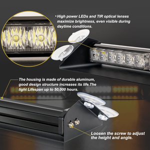 Luces Estroboscópicas de Emergencia de 12 LED para Tablero, Color Ámbar y Rojo, Advertencia de Seguridad, Luces de Peligro para Interior, Parabrisas, Barra de Luces de Advertencia de Tráfico con Interruptor - Product Image 2