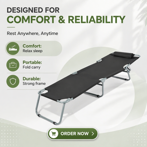 Lit de camping pliable rapide avec coussin rembourré, lit de couchage inclinable réglable, lit pliant léger pour les voyages et les stations balnéaires - Product Image 2