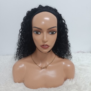 Letsfly Pelucas Medias Fáciles de Usar, 100% Cabello Humano Remy 9A y 10A, Pelucas Negras Naturales con Clips y Cordón Ajustable, Talla Promedio - Product Image 1