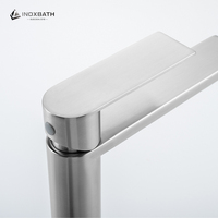 Robinet mitigeur de salle de bain 1 trou en acier inoxydable 304, finition or brossé, pour eau chaude et froide, avec cartouche céramique