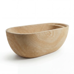Bañeras Ovaladas Modernas de Lujo Hechas a Medida, Exclusivas de Madera Amarilla/Mármol Serpeggiante, Independientes para Baño, Hotel o Villa - Product Image 2