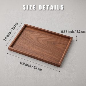 Elegant Decorative Black Walnut Wood <strong>Rectangular</strong> Serving <strong>Tray</strong> 11.8"x7.9" <strong>Coffee</strong> <strong>Table</strong> &amp; Tea <strong>Tray</strong> - Product Image 2