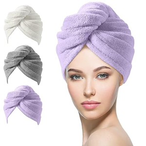 Ensemble de serviettes de cheveux en <span class=keywords><strong>microfibre</strong></span> 3 pièces en gros à séchage rapide, enveloppement de serviettes de tête <span class=keywords><strong>anti</strong></span>-frisottis - Product Image 1