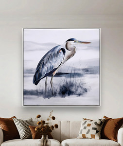 <span class=keywords><strong>Peinture</strong></span> sur toile encadrée personnalisée en aquarelle d'héron bleu-gris, art animalier côtier, décoration murale animale - Product Image 2