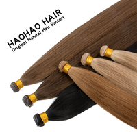 Extensions de cheveux humains Remy en gros pour salon, trame nouée à la main, trame Genius sans couture, double tirage