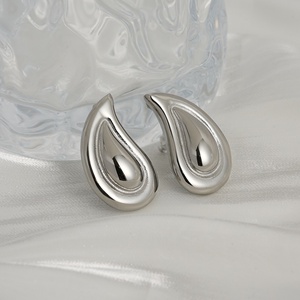 2024 Dazan nouveau 18k plaqué or hypoallergénique en acier inoxydable Vintage minimaliste larme gaufrage boucles d'oreilles pour petite amie Gigt - Product Image 5