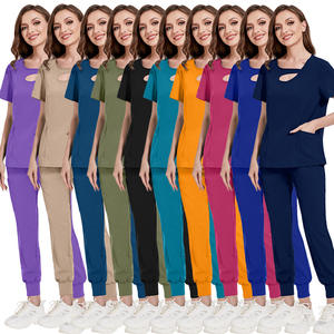 Ensemble de blouses médicales pour femmes, tissu dobby en polyester ajouré sexy, vêtements d'infirmière, robe chirurgicale deux pièces avec blouse blanche, fabriqué en Chine - Product Image 1