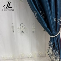 Rideaux à œillets 3 pièces brodés de motifs floraux de qualité supérieure en polyester épais, occultants, insonorisants et isolants, vente en gros transfrontalière