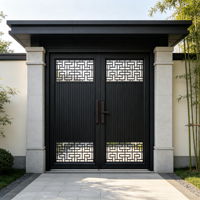 Portail de Villa à Double Battant en Alliage d'Aluminium Style Chinois Moderne Minimaliste à Commande Manuelle Modèle Chunyue 0336