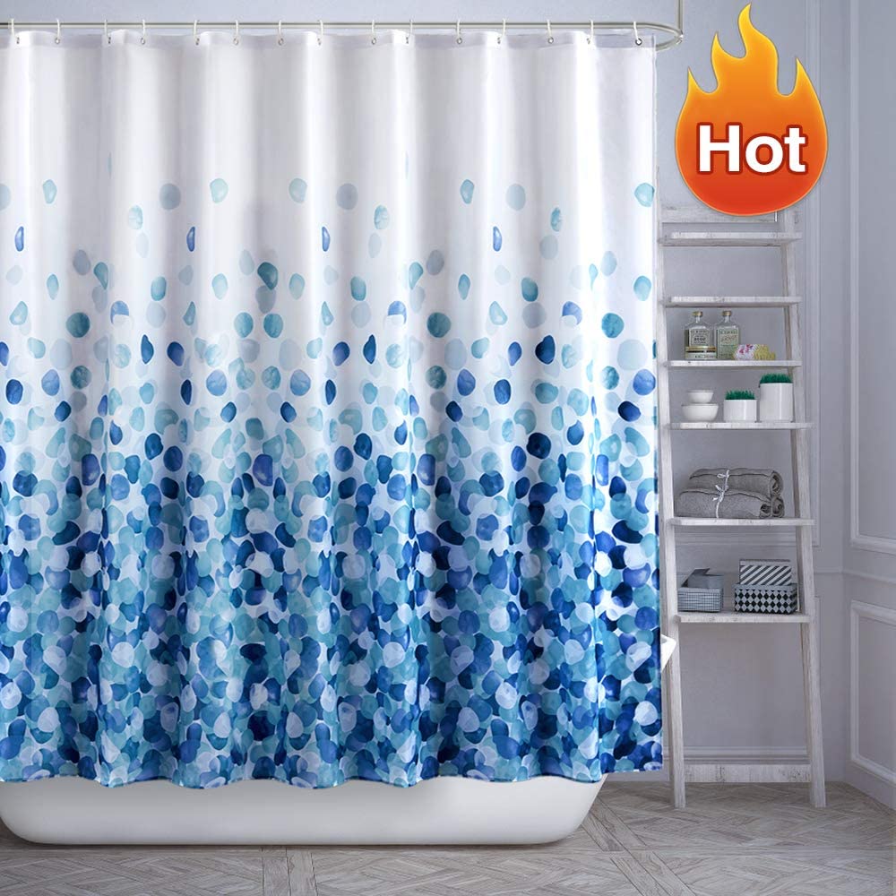 Shower Curtain Set Bathroom Fabric Fall Curtains Waterproof Colorful Funny with Standard Size 72 by 72 (Blue)