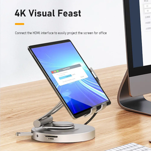 New Aluminum USB3.0 <strong>Docking</strong> Station Type-C Foldable Tablet Stand Adapter 8 in 1 <strong>USB</strong> 3.0 C Hub - Product Image 5