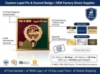 Stempel Latar Belakang Dua Warna Enamel untuk Lambang Nasional Kuwait Berlapis Elektro Dua Warna Warna Negara Kustom Logam Antik