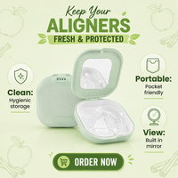 Boîte de rangement personnalisée pour appareil orthodontique, étui en silicone et plastique pour aligneur dentaire avec miroir