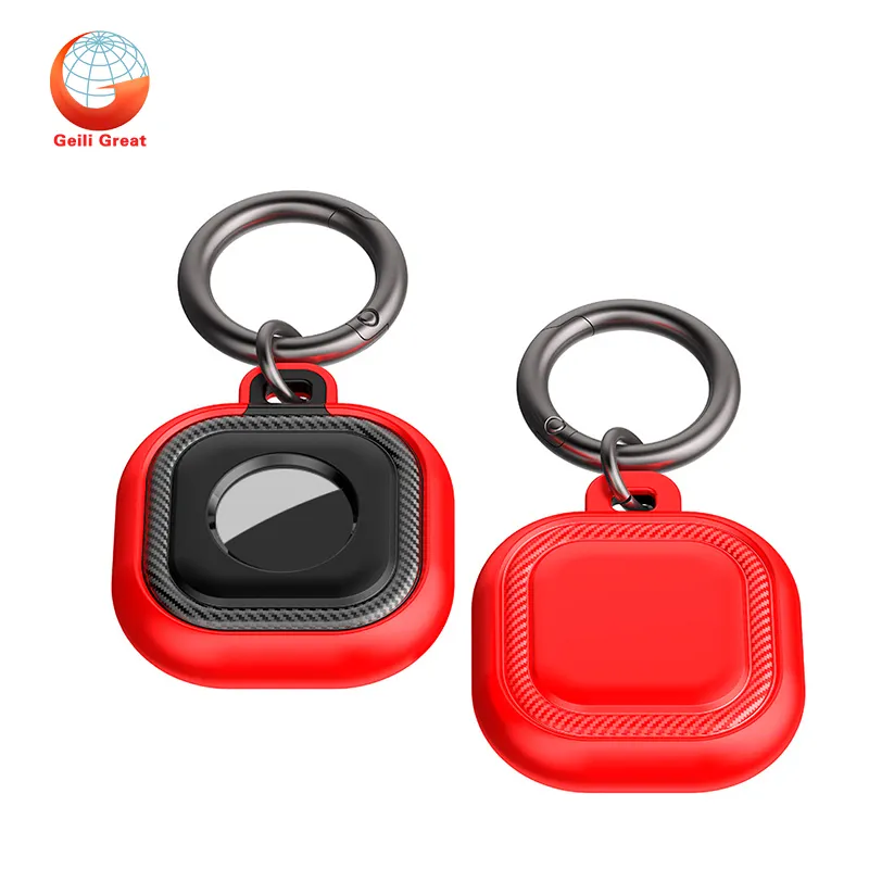 Geili Amazon Hot Sale For Airtag Case Leather For Apple Airtags Tracker Tracking Holder Collar Loop Leather Case With Key Ring