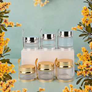 Envase Cosmético de Vidrio Transparente Plano de 50 ml, Ecológico y de Lujo, Personalizable, 30g 50g 80g, Dorado y Plateado, para Cuidado de la Piel, Mascarilla para Ojos, <span class=keywords><strong>Crema</strong></span>, con Cuchara - Product Image 6