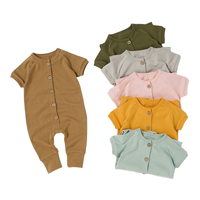 Grenouillère bio en coton biologique à manches courtes tricoté pour bébé