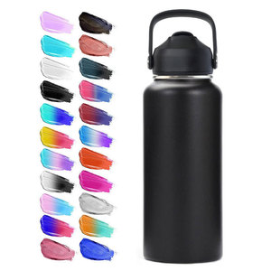 Bouteille d'eau en acier inoxydable gravée au laser de haute qualité avec logo personnalisé, gourde isotherme portable pour l'extérieur avec poignée et couvercle - Product Image 1