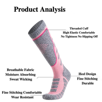 Chaussettes de ski longues et chaudes, tissu respirant, manchette hautement élastique, antidérapantes pour le ski et le snowboard