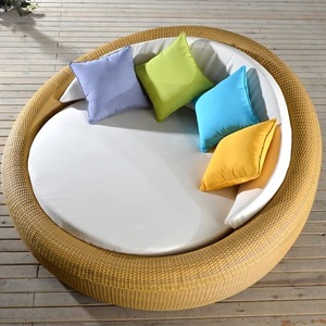 Ngoài trời Patio đi văng wicker mây đi văng Vòng phòng chờ sofa đồ nội thất thiết lập với có thể thu vào tán - Product Image 3