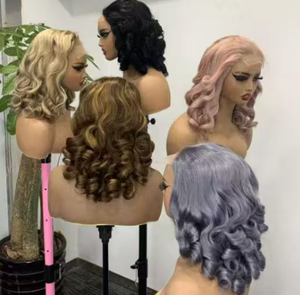 Promoción $77 Pelucas de Cabello Humano con Encaje Transparente 4x4, Ondulado y Voluminoso, 18 Pulgadas, 250 Gramos, Cabello Completo, 300% de Densidad, Venta al Por Mayor - Product Image 1