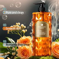 Gel Douche Exfoliant Éclaircissant au Niacinamide et Acides Aminés 1000ml Marque Blanche, Lavant Corporel au Squalane Parfum Longue Durée