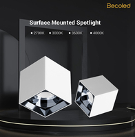 Spot LED Carré en Aluminium à Montage en Surface 10W IP65 Dimmable Orientable à 360 Degrés Anti-Éblouissement Mince Moderne Haute Performance