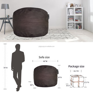 Sac de fèves géant de 4 pieds Canapé-lit rempli de mousse à mémoire de forme Fauteuil de salon en fausse fourrure Canapé géant Lit de sperme Fauteuil de fèves - Product Image 5