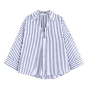 GX2340 Butik Pakaian Wanita Modis Atasan Bermotif Kerah V Setengah Lengan Blus Wanita Seksi Kemeja Kasual - Product Image 6