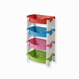 Custom Color 4 Tier Rattan <b>Kitchen</b> <b>Storage</b> Rack Durable Multi Layer Shelf Organizer for Pantry <b>Cupboard</b> Use - Product Image 2