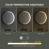 Armoire à miroir de salle de bain murale 24 pouces ronde sans cadre avec bouton tactile intelligent et double fourniture d'usine