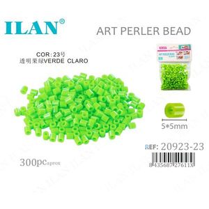 Ilan Art Perler Bead 5x5mm Trasparente Verde Brillante Circa 300 Pezzi - Product Image 1