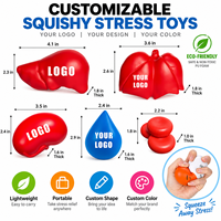 Balle anti-stress souple en PU écologique en forme de cœur rouge avec impression typographique, logo personnalisé, vente en gros, jouet à presser très populaire