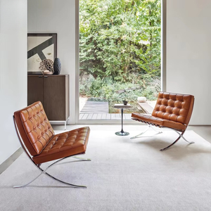 Sillón <span class=keywords><strong>Barcelona</strong></span> Individual, Sillón <span class=keywords><strong>de</strong></span> Ocio Nórdico Simple, Sillón <span class=keywords><strong>de</strong></span> Diseño con Brazos Metálicos para Sala <span class=keywords><strong>de</strong></span> Estar, Hotel o Habitación Modelo, Tapizado <span class=keywords><strong>en</strong></span> Cuero o Tela - Product Image 5