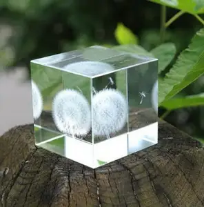 Cubo di vetro inciso Laser di cristallo 3d su ordinazione Mh-ft0012 K9 per il fermacarte di cristallo dei regali di nozze