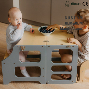Suministro de Fábrica: Silla Alta Montessori 4 en 1 Plegable de Madera, Escritorio de Seguridad para Niños y Torre de Cocina para Bebés - Product Image 4