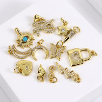 Breloque diamant en zircone cubique CZ, petit pavé papillon, serrure à clé papillon, en forme de cœur, pièces, CZ8109