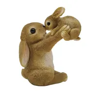 Toptan yaşam gibi polyresin hayvan el sanatları tavşan heykelcik, özel tasarım bahçe dekor reçine tavşan zanaat ve