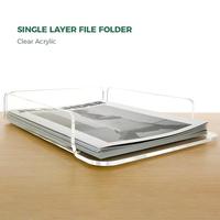 Organizador de Archivos Acrílico, Librero Pequeño de Escritorio, Transparente, para Carpetas A4, Almacenamiento Individual, Organizador de Papeles de Prueba, Caja de Archivos