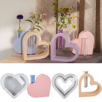 Moule en silicone DIY pour résine cristalline, plâtre parfumé ou béton, en forme de cœur, pour vase à tubes à essai, ornement et vase à fleurs