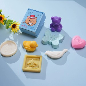 Coffret cadeau de savons originaux faits à la main en forme d'ours, de canard et de rose, dans une boîte cadeau, pour les faveurs de mariage, les souvenirs de fête, les cadeaux - Product Image 5