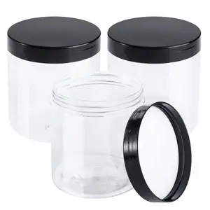 批发空宠物50克100毫升克200毫升透明圆形8盎司带盖食品塑料罐