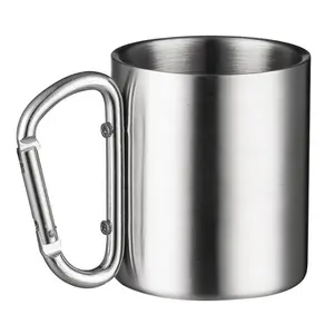 200/220/300/350ml di Campeggio Esterna Della Tazza Con Maniglia Fibbia A Doppia Parete In Acciaio Inox Portatile di Alpinismo Fibbia tazza di Bere tazza