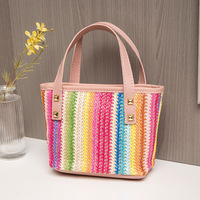 Sac fourre-tout en paille pour femme avec fermeture éclair, sac à main décontracté et tendance
