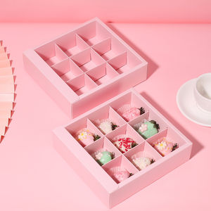 IMEE-Tapa superior dividida de <span class=keywords><strong>Chocolate</strong></span> y fresa rosa, caja de comida con insertos, dulces, dulces, 9 cavidades - Product Image 3